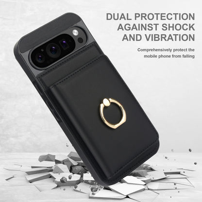 For Google Pixel 9 Pro XL RFID Anti-theft Card Ring Holder Phone Case(Black) - Google Cases by buy2fix | Online Shopping UK | buy2fix