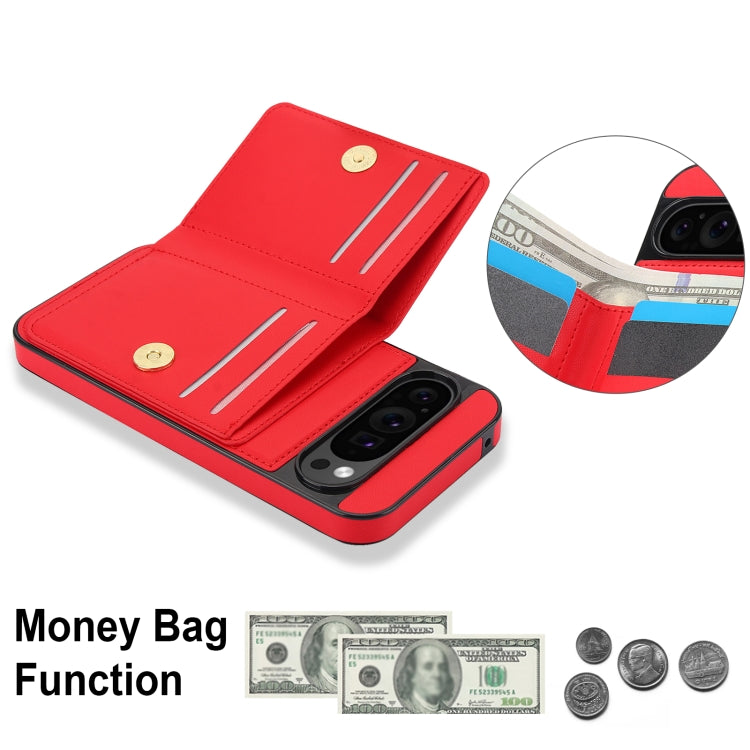 For Google Pixel 9 Pro XL RFID Anti-theft Card Ring Holder Phone Case(Red) - Google Cases by buy2fix | Online Shopping UK | buy2fix