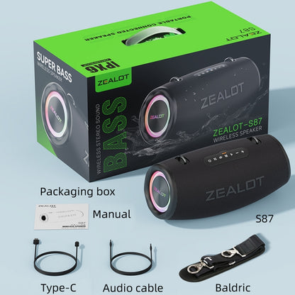 Zealot S87 80W Portable Outdoor Bluetooth Speaker with RGB Light(Grey) - Waterproof Speaker by ZEALOT | Online Shopping UK | buy2fix