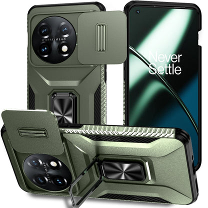 For OnePlus 11 5G Sliding Camshield Holder Phone Case(Alpine Green) - OnePlus Cases by buy2fix | Online Shopping UK | buy2fix