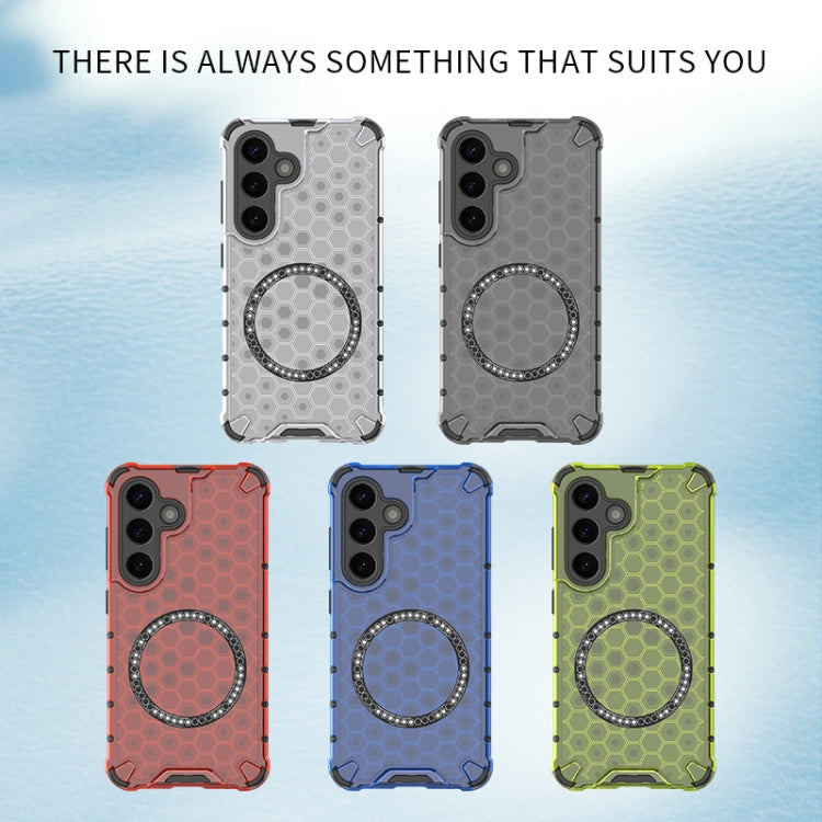 or Samsung Galaxy S25+ 5G Honeycomb Magnetic Ring Shockproof Phone Case(Black) - Galaxy S25+ 5G Cases by buy2fix | Online Shopping UK | buy2fix