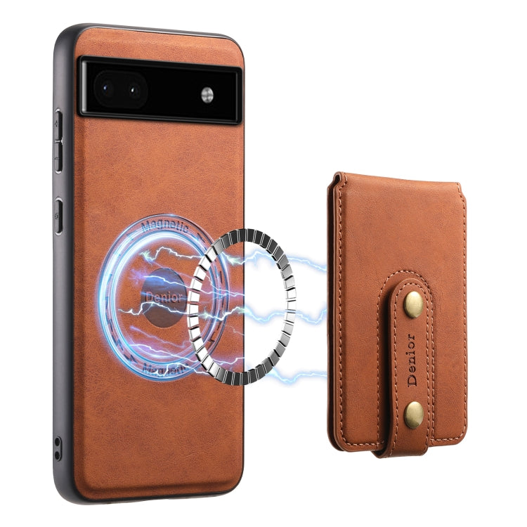 For Google Pixel 6a Denior D14 NK Retro Pattern MagSafe Magnetic Card Holder Leather Phone Case(Brown) - Google Cases by Denior | Online Shopping UK | buy2fix