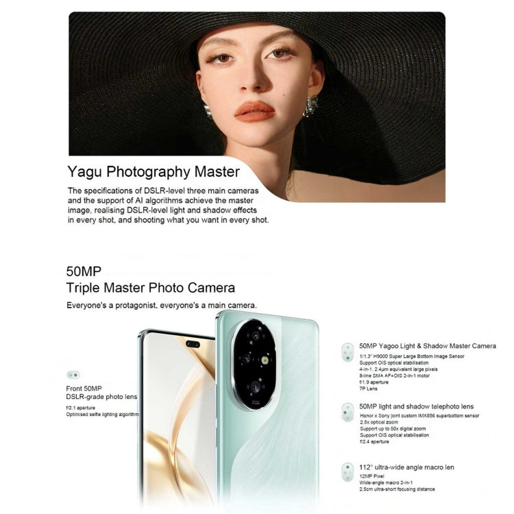 Honor 200 Pro, 12GB+256GB, Screen Fingerprint Identification, 6.78 inch MagicOS 8.0 Snapdragon 8s Gen 3 Octa Core, Network: 5G, NFC, OTG(Black) - Honor by Huawei | Online Shopping UK | buy2fix