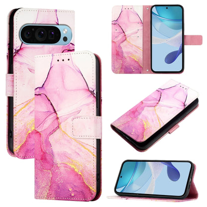 For Google Pixel 9 Pro XL PT003 Marble Pattern Flip Leather Phone Case(Pink Purple Gold) - Google Cases by buy2fix | Online Shopping UK | buy2fix