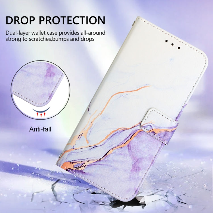 For Google Pixel 9 Pro XL PT003 Marble Pattern Flip Leather Phone Case(White Purple) - Google Cases by buy2fix | Online Shopping UK | buy2fix