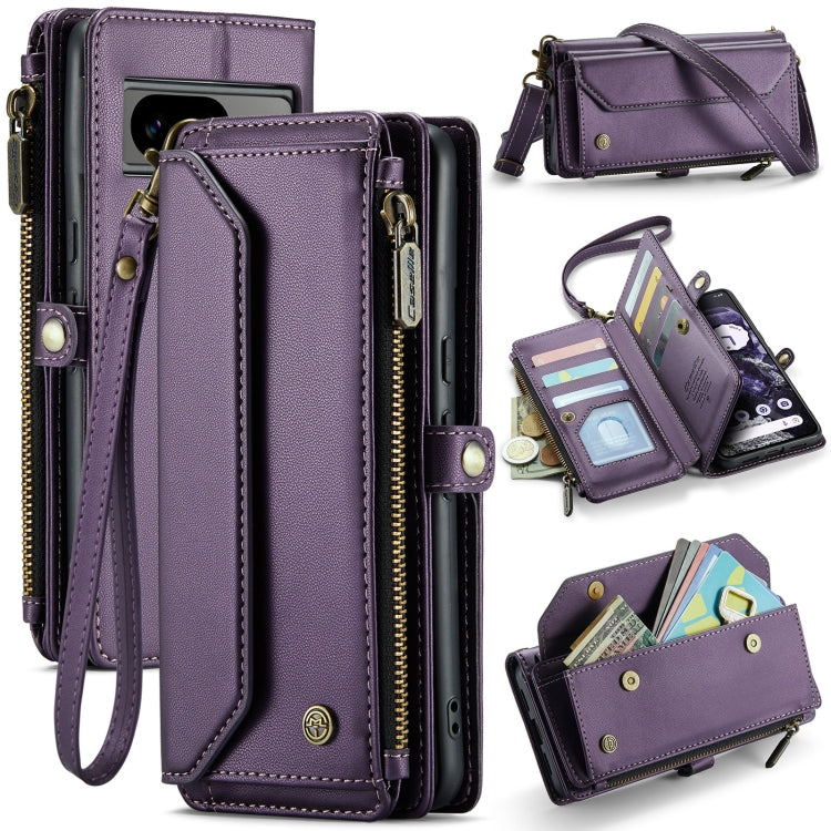 For Google Pixel 8 CaseMe C36 Card Slots Zipper Wallet RFID Anti-theft Leather Phone Case(Purple) - Google Cases by CaseMe | Online Shopping UK | buy2fix