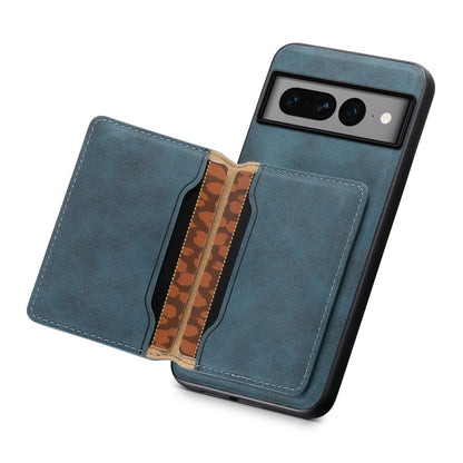 For Google Pixel 7 Pro 5G Denior D13 Retro Texture Leather MagSafe Card Bag Phone Case(Blue) - Google Cases by Denior | Online Shopping UK | buy2fix