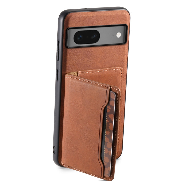 For Google Pixel 7 5G Denior D13 Retro Texture Leather MagSafe Card Bag Phone Case(Brown) - Google Cases by Denior | Online Shopping UK | buy2fix