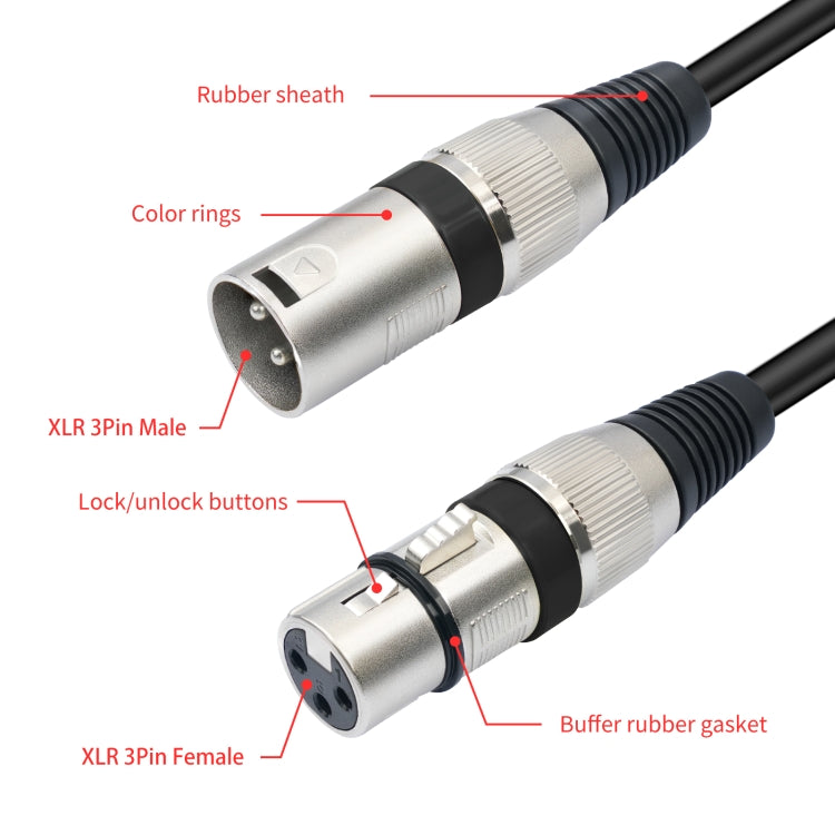 2055YMFF-05 XLR 3pin Male to Dual Female Audio Cable, Length: 50cm(Black+Green) - Microphone Audio Cable & Connector by buy2fix | Online Shopping UK | buy2fix