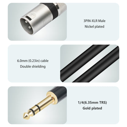 TC145BK55 6.35mm 1/4 TRS Male to XLR 3pin Male Microphone Cable, Length:1m(Black) - Microphone Audio Cable & Connector by buy2fix | Online Shopping UK | buy2fix