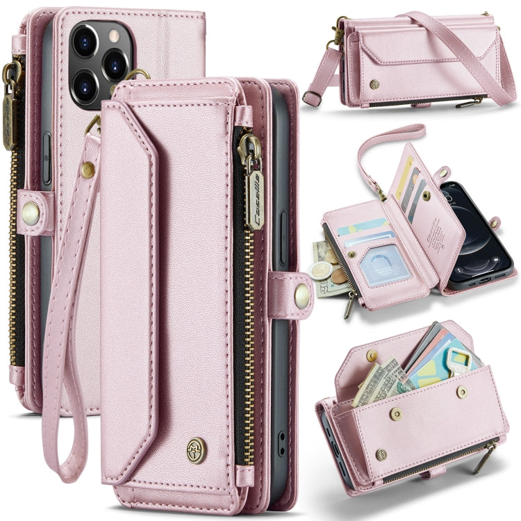 For iPhone 12 Pro Max CaseMe C36 Card Slots Zipper Wallet RFID Anti-theft Leather Phone Case(Pink) - iPhone 12 Pro Max Cases by CaseMe | Online Shopping UK | buy2fix