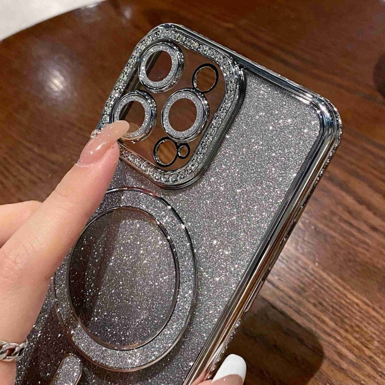 For iPhone 16 Pro Max Diamond Gradient Glitter Plated MagSafe Phone Case(Black) - iPhone 16 Pro Max Cases by buy2fix | Online Shopping UK | buy2fix