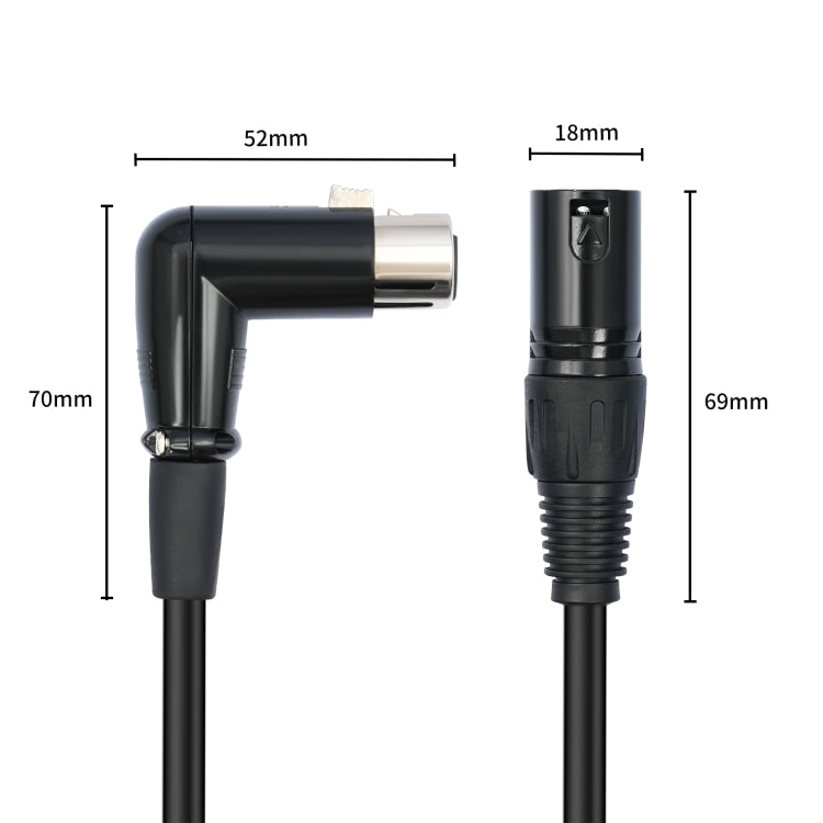 XK041L XLR 3pin Straight Male to Elbow Female Audio Cable, Length:0.3m(Black) - Microphone Audio Cable & Connector by buy2fix | Online Shopping UK | buy2fix