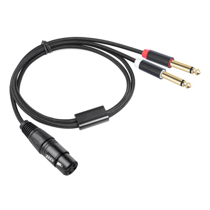 2020Y63 XLR Female to Dual 6.35mm 1/4 TRS Male Y-type Audio Cable, Length:2m(Black) - Microphone Audio Cable & Connector by buy2fix | Online Shopping UK | buy2fix