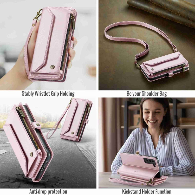 For Samsung Galaxy S21 5G CaseMe C36 Card Slots Zipper Wallet RFID Anti-theft Leather Phone Case(Pink) - Galaxy S21 5G Cases by CaseMe | Online Shopping UK | buy2fix