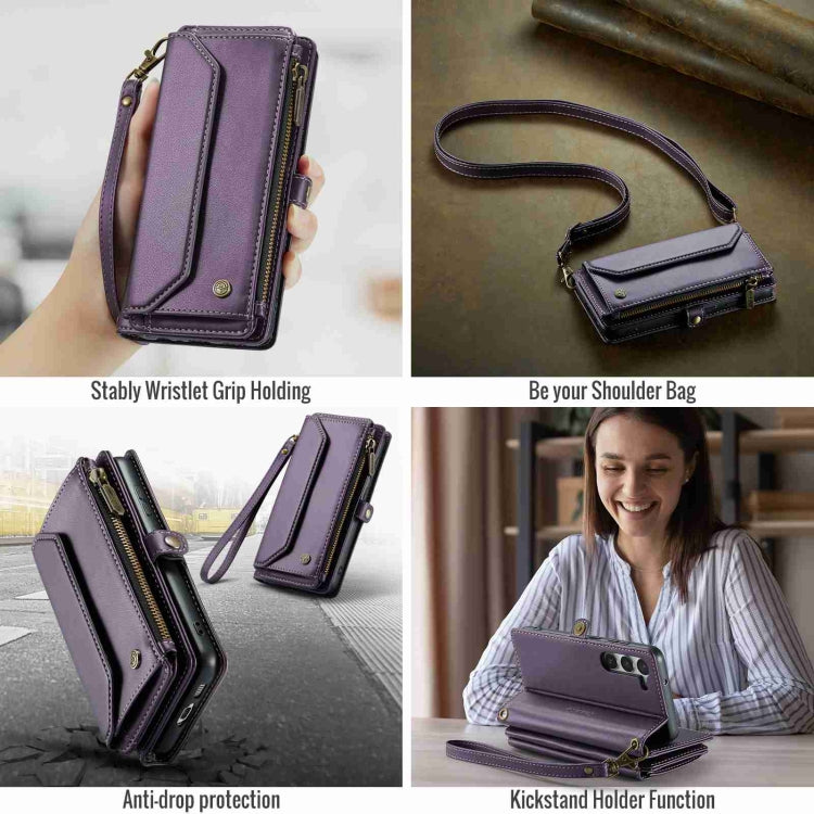 For Samsung Galaxy S23+ 5G CaseMe C36 Card Slots Zipper Wallet RFID Anti-theft Leather Phone Case(Purple) - Galaxy S23+ 5G Cases by CaseMe | Online Shopping UK | buy2fix