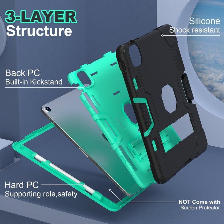 For iPad Air 11 2024 Contrast Color Silicone Acrylic PC Tablet Case with Holder(Black Mint Green) - iPad Air 11 2024 Cases by buy2fix | Online Shopping UK | buy2fix