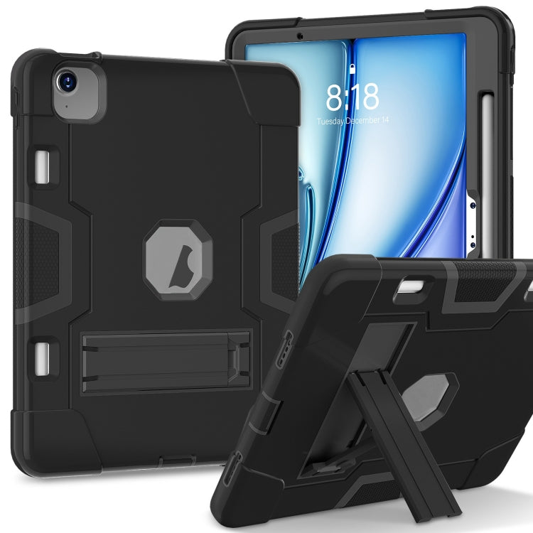 For iPad Air 11 2024 Contrast Color Silicone Acrylic PC Tablet Case with Holder(Black) - iPad Air 11 2024 Cases by buy2fix | Online Shopping UK | buy2fix