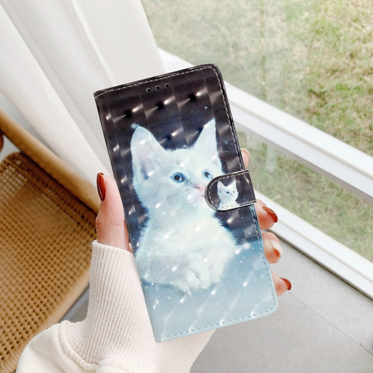 For iPhone 16 Plus 3D Pattern Leather Phone Case(White Cat) - iPhone 16 Plus Cases by buy2fix | Online Shopping UK | buy2fix