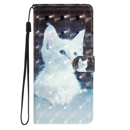 For iPhone 16 Pro 3D Pattern Leather Phone Case(White Cat) - iPhone 16 Pro Cases by buy2fix | Online Shopping UK | buy2fix