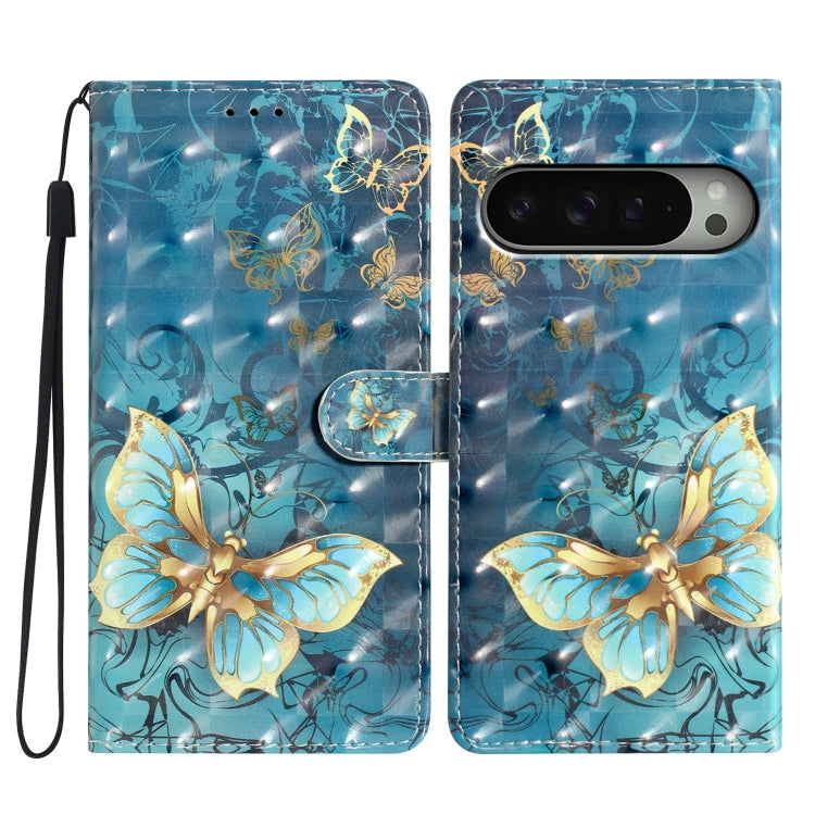 For Google Pixel 9 / 9 Pro 3D Pattern Leather Phone Case(3D Butterfly) - Google Cases by buy2fix | Online Shopping UK | buy2fix