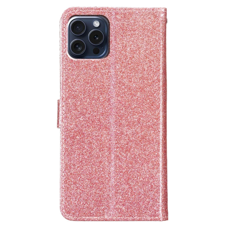 For iPhone 16 Pro Max Glitter Powder Flip Leather Phone Case(Rose Gold) - iPhone 16 Pro Max Cases by buy2fix | Online Shopping UK | buy2fix