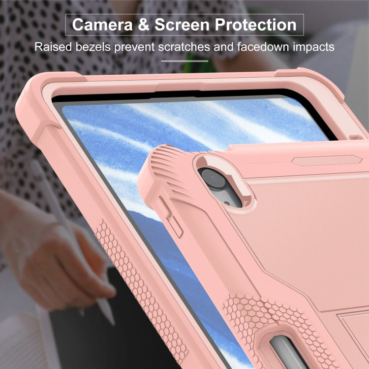 For iPad Air 11 2024 / Air 2022 10.9 Shockproof Silicone Hybrid PC Tablet Case with Holder(Rose Gold) - iPad Air 11 2024 Cases by buy2fix | Online Shopping UK | buy2fix