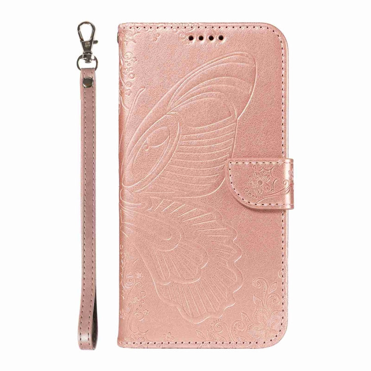 For OnePlus 12 Swallowtail Butterfly Embossed Leather Phone Case(Rose Gold) - OnePlus Cases by buy2fix | Online Shopping UK | buy2fix