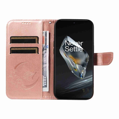 For OnePlus 12 Swallowtail Butterfly Embossed Leather Phone Case(Rose Gold) - OnePlus Cases by buy2fix | Online Shopping UK | buy2fix