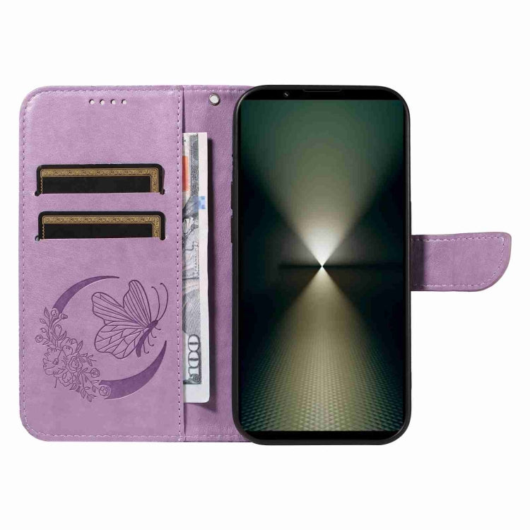 For Sony Xperia 1 VI 2024 Swallowtail Butterfly Embossed Leather Phone Case(Purple) - Sony Cases by buy2fix | Online Shopping UK | buy2fix