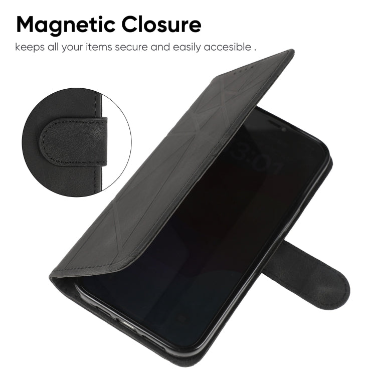 For Samsung Galaxy S24+ / S25+ 5G Skin Feel Geometric Lines Leather Phone Case(Black) - Galaxy S24+ 5G Cases by buy2fix | Online Shopping UK | buy2fix