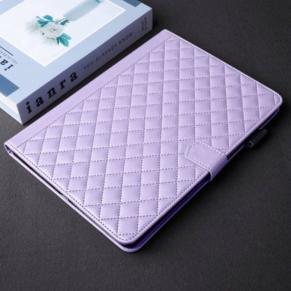 For iPad Pro 13 2024 Rhombus Lattice Leather Smart Tablet Case(Purple) - iPad Pro 13 2024 Cases by buy2fix | Online Shopping UK | buy2fix