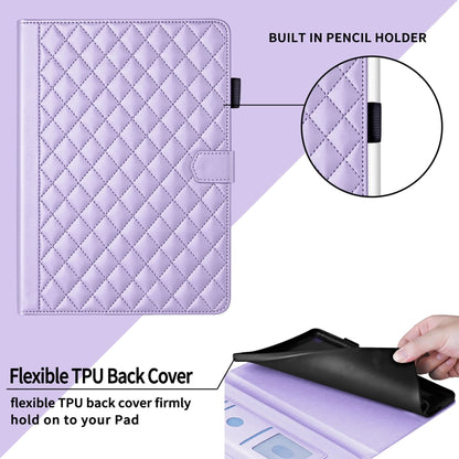 For iPad Pro 13 2024 Rhombus Lattice Leather Smart Tablet Case(Purple) - iPad Pro 13 2024 Cases by buy2fix | Online Shopping UK | buy2fix