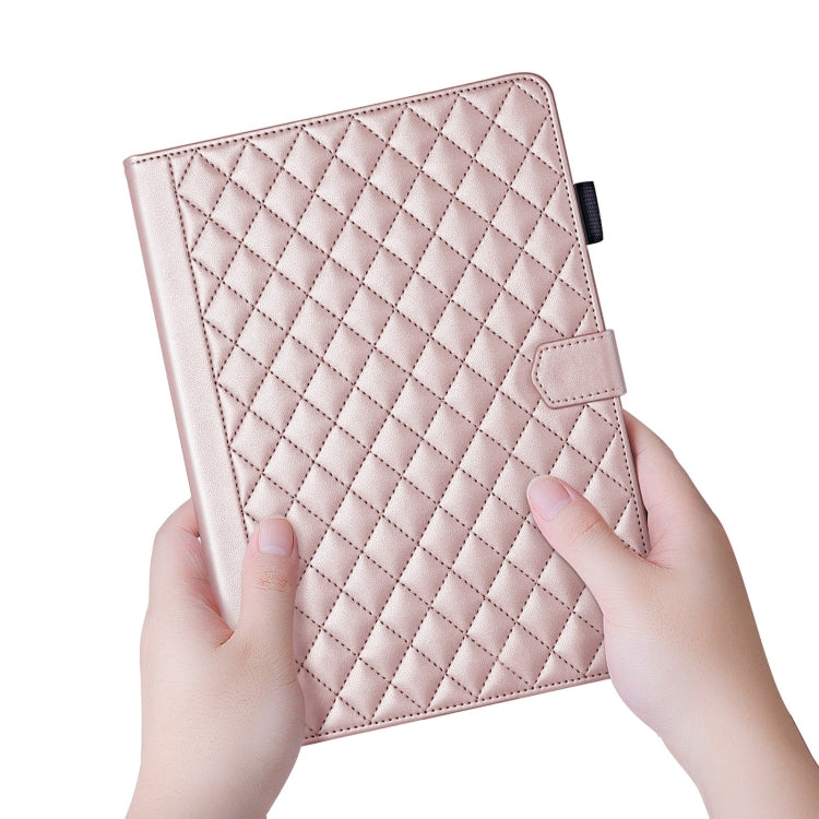 For iPad Pro 11 2024 Rhombus Lattice Leather Smart Tablet Case(Rose Gold) - iPad Pro 11 2024 Cases by buy2fix | Online Shopping UK | buy2fix