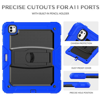 For iPad Pro 13 2024 Silicone Hydric PC Tablet Case with Shoulder Strap & Holder(Blue) - iPad Pro 13 2024 Cases by buy2fix | Online Shopping UK | buy2fix