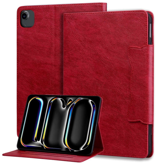 For iPad Air 13 2024 Cat Buckle Leather Smart Tablet Case(Red) - iPad Air 13 2024 Cases by buy2fix | Online Shopping UK | buy2fix