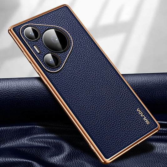 For Huawei Pura 70 Pro SULADA TPU + Litchi Texture Leather Phone Case(Blue) - Huawei Cases by SULADA | Online Shopping UK | buy2fix