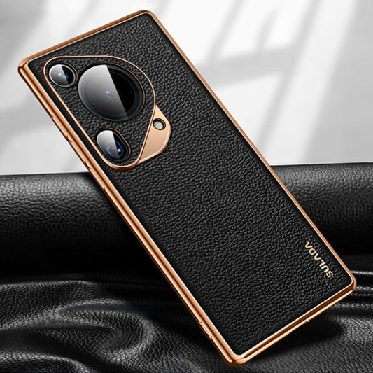 For Huawei Pura 70 Ultra SULADA TPU + Litchi Texture Leather Phone Case(Black) - Huawei Cases by SULADA | Online Shopping UK | buy2fix