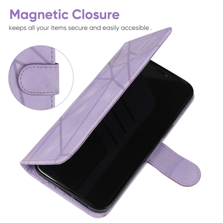 For Google Pixel 9 Pro XL Skin Feel Geometric Lines Leather Phone Case(Purple) - Google Cases by buy2fix | Online Shopping UK | buy2fix