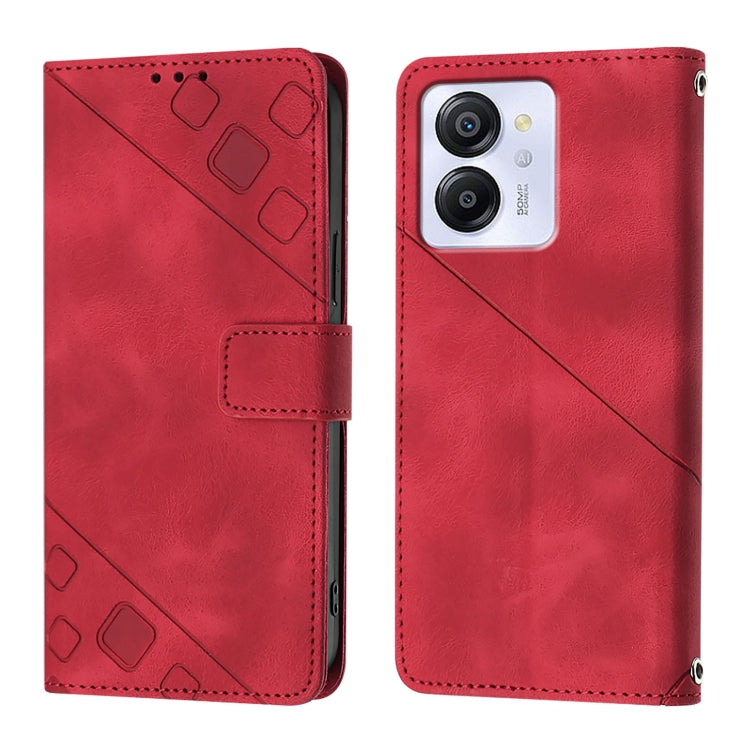 For Blackview Color 8 Skin Feel Embossed Leather Phone Case(Red) - More Brand by buy2fix | Online Shopping UK | buy2fix