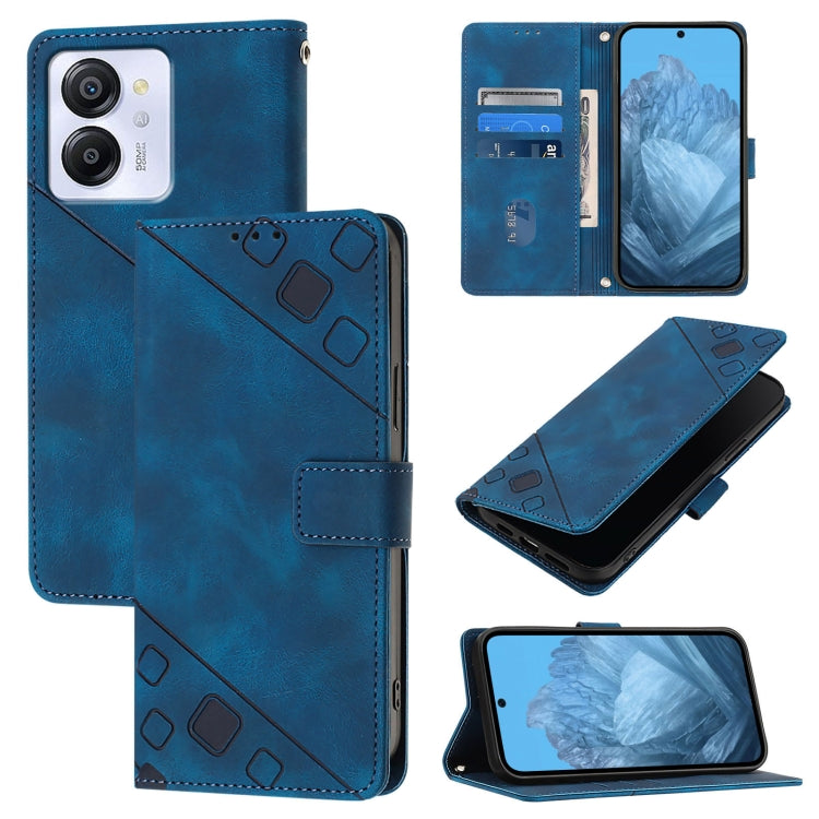 For Blackview Color 8 Skin Feel Embossed Leather Phone Case(Blue) - More Brand by buy2fix | Online Shopping UK | buy2fix