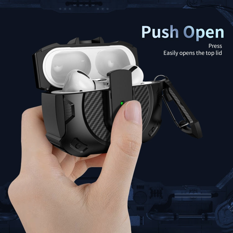 For AirPods Pro Lock Shockproof Bluetooth Earphone Protective Case(Black Silver) - For AirPods Pro by buy2fix | Online Shopping UK | buy2fix