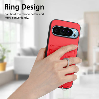 For Google Pixel 9 / 9 Pro R20 Ring Card Holder Phone Case(Red) - Google Cases by buy2fix | Online Shopping UK | buy2fix