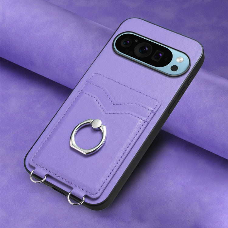 For Google Pixel 9 / 9 Pro R20 Ring Card Holder Phone Case(Purple) - Google Cases by buy2fix | Online Shopping UK | buy2fix