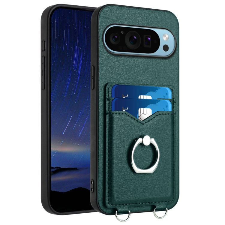 For Google Pixel 9 Pro XL R20 Ring Card Holder Phone Case(Green) - Google Cases by buy2fix | Online Shopping UK | buy2fix