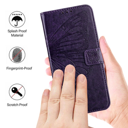 For Blackview Shark 8 Embossed Butterfly Leather Phone Case(Dark Purple) - More Brand by buy2fix | Online Shopping UK | buy2fix