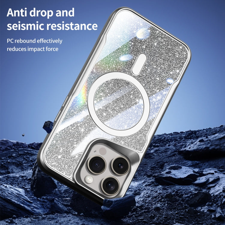 For iPhone 13 Pro Max Blade MagSafe Magnetic Gradient Glitter PC Phone Case(Silver White) - iPhone 13 Pro Max Cases by buy2fix | Online Shopping UK | buy2fix