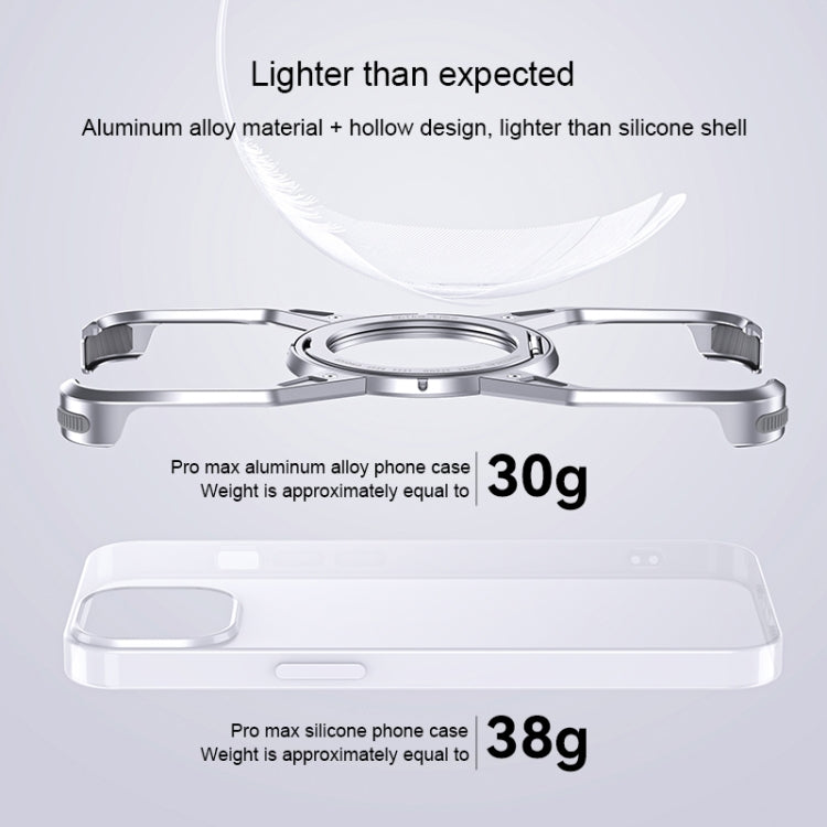 For iPhone 13 Pro Max / 14 Pro Max Aluminum Alloy Frameless 360-Degree Rotating Phone Case(Silver) - iPhone 14 Pro Max Tempered Glass by buy2fix | Online Shopping UK | buy2fix