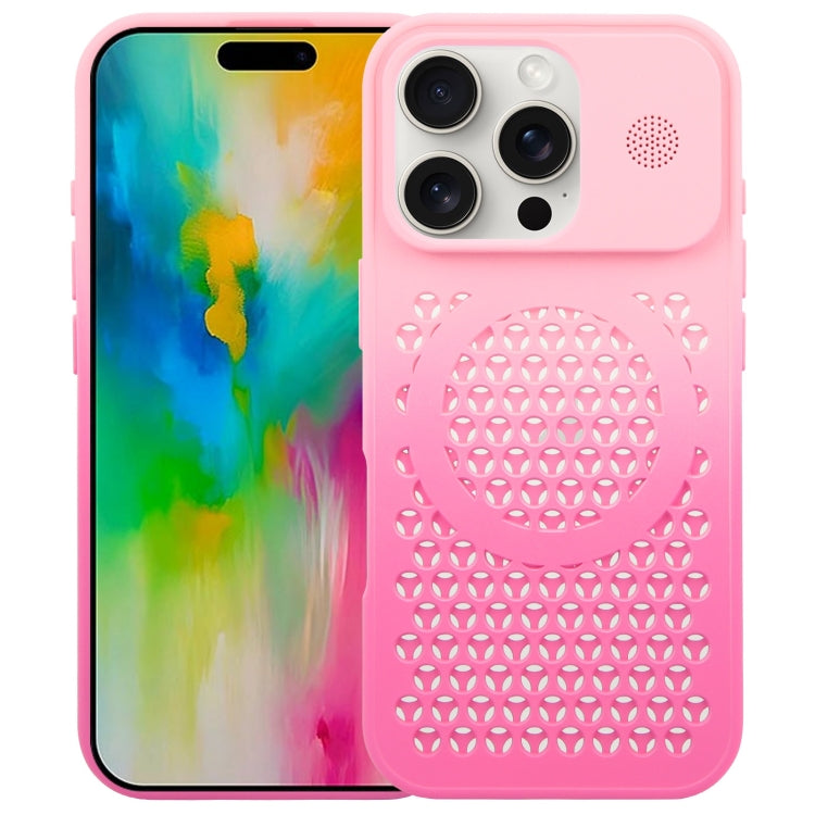 For iPhone 16 Pro Max Gradient Color Honeycomb Aromatherapy MagSafe Phone Case(Pink+Rose Red) - iPhone 16 Pro Max Cases by buy2fix | Online Shopping UK | buy2fix