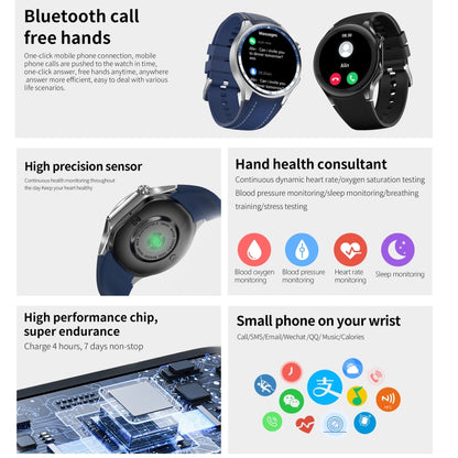 HD Watch X 1.43 inch IP68 BT5.3 Sport Smart Watch, Support Bluetooth Call / Sleep / Blood Oxygen / Heart Rate / Blood Pressure Health Monitor(Black Steel + Black Silicone Strap) - Smart Watches by buy2fix | Online Shopping UK | buy2fix